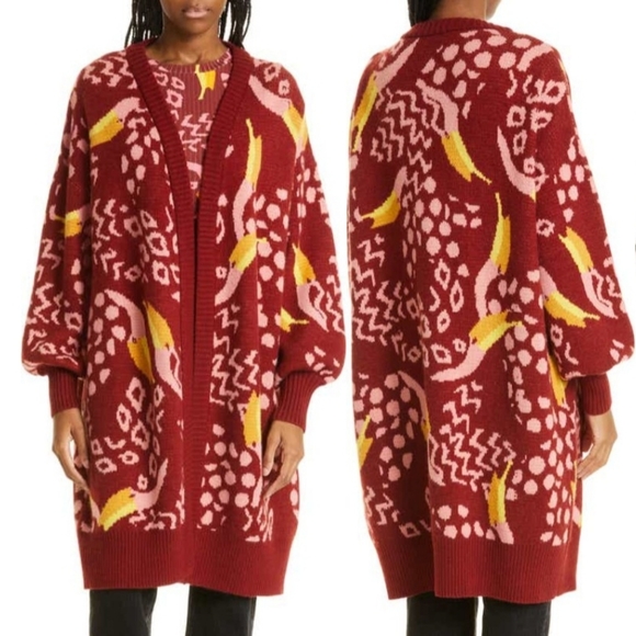 FARM Rio Sweaters - NWT Farm Rio Touscanissimo Cardigan, Size Medium, Color Burgundy